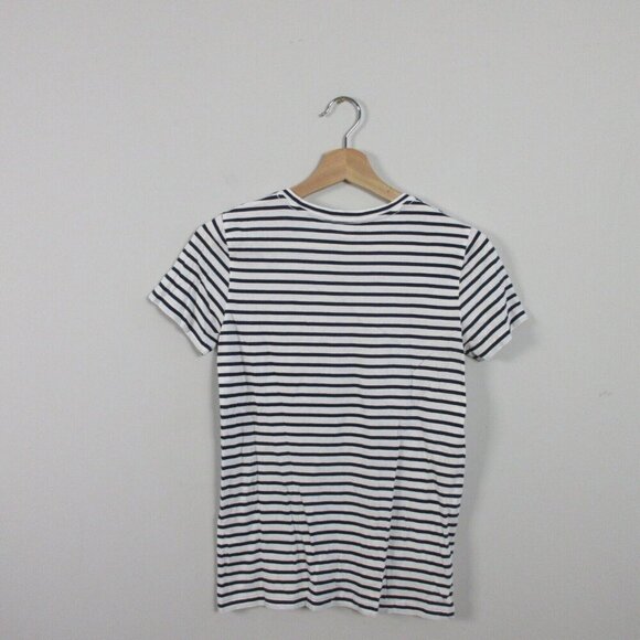 Club Monaco Stripe T-Shirt Women XS Black White Short Sleeve Cotton Blend 80 - Picture 2 of 7